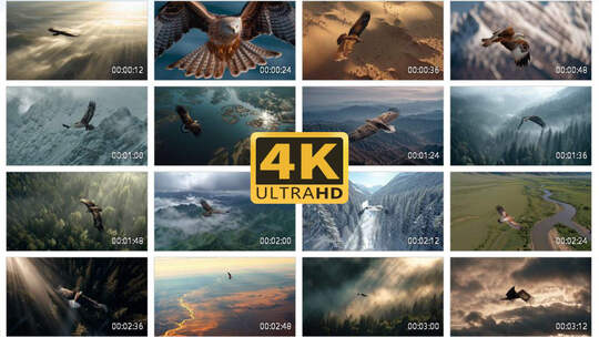 4K励志大气雄鹰飞行展翅翱翔1高清在线视频素材下载