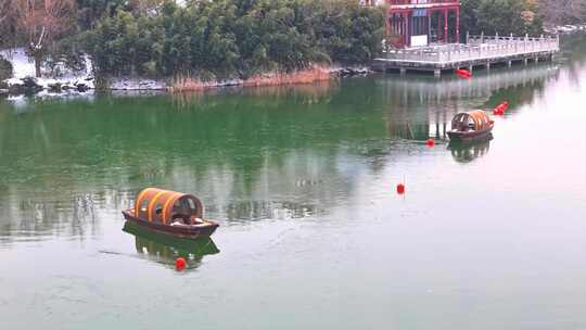 徐州小南湖渔船冬天航拍