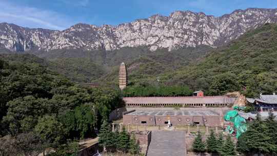 航拍郑州嵩山大法王寺