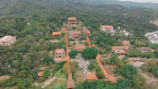 福建泉州少林寺寺庙建筑航拍