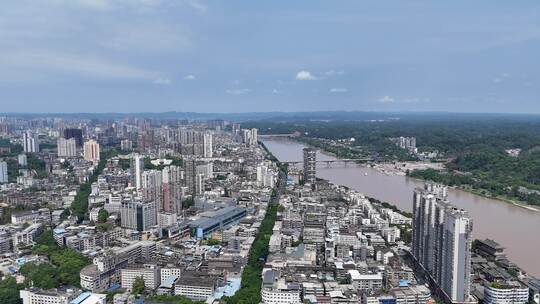 航拍四川乐山城市建设乐山大景