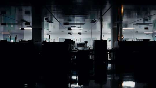 高科技智能工厂无尘车间场景开灯4K