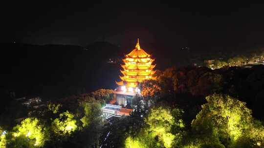 四川德阳钟鼓楼夜景航拍