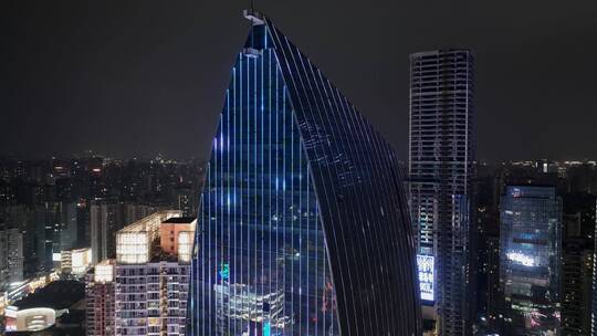 4K重庆观音桥商圈夜景航拍视频素材模板下载