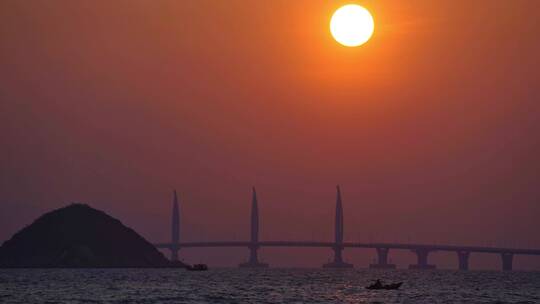 港珠澳大桥海上日出延时视频