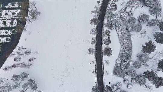 航拍银装素裹城市雪景长沙雪景