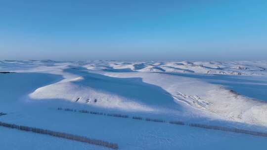 航拍内蒙古垦区雪原风光