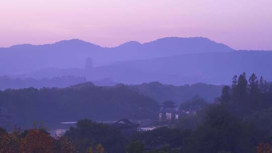 杭州西湖晨曦自然风景