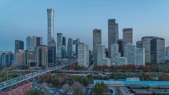 首都北京 国贸 中国尊 央视大楼日转夜延时视频素材模板下载