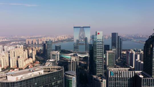 东方之门苏州城市地标建筑航拍