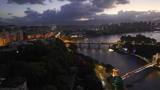 福州闽江两岸烟台山中洲岛江心公园CBD夜景