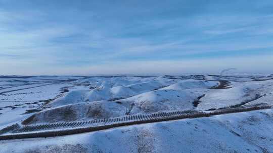 航拍内蒙古雪域雪原丘陵风光