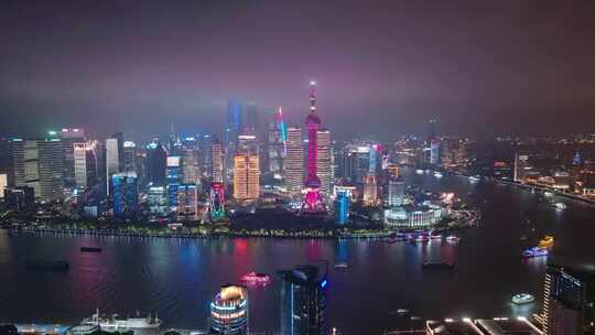 上海外滩陆家嘴灯光秀夜景航拍