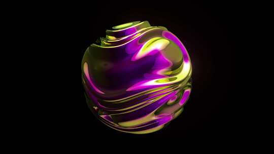 在变形过程中使用超现实金属球体或球的抽象