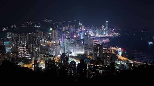 香港 夜景延时 繁华的国际化城市
