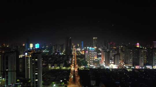 山东日照城市夜景灯光航拍