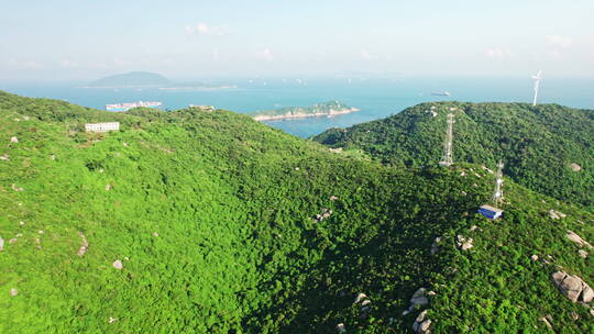 4k珠海桂山岛海岛灯塔风光航拍