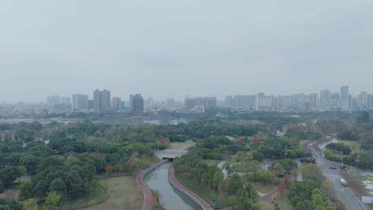 航拍四川眉山城市风光