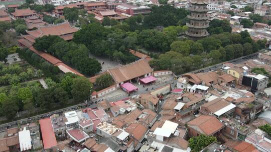 大气 航拍 福建 泉州 西街 东西塔 开元寺