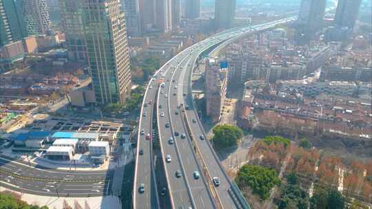 上海黄浦区延安东路立交桥车流延时风景美景视频素材模板下载