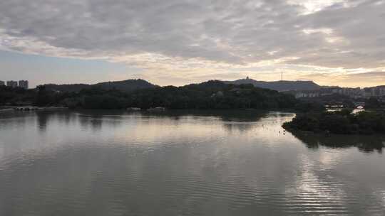 惠州惠城区傍晚夕阳航拍