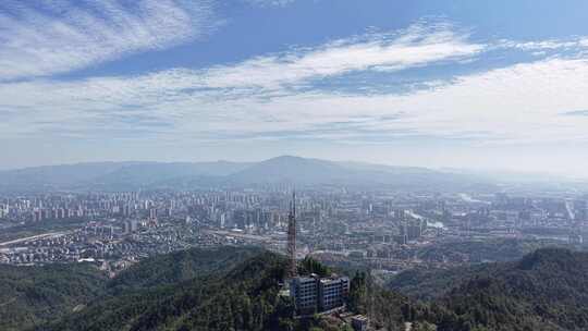 航拍湖南怀化城市大景