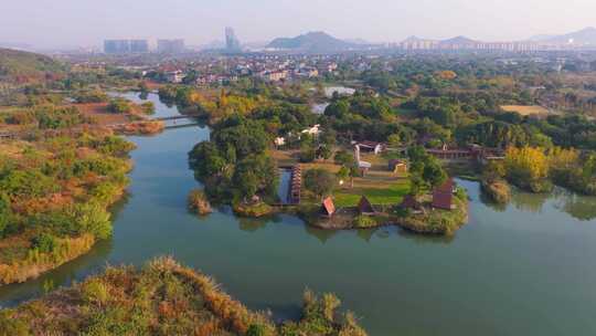 浙江省湖州市德清下渚湖湿地景区航拍视频素材模板下载