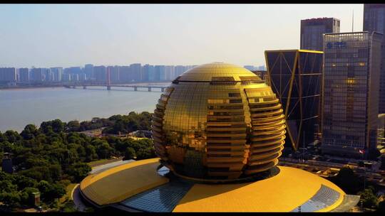 杭州钱塘新区旅游风景延时航拍标志建筑 (4)