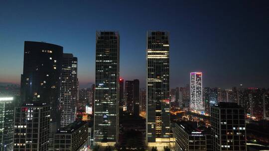 大连星海夜景航拍 大连繁华城市夜景星海