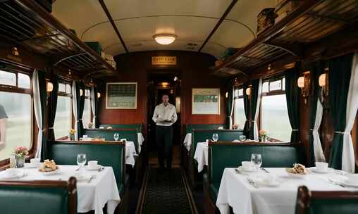 火车车厢内服务员站立场景