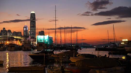 香港维多利亚港黄昏