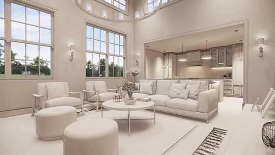 家居装饰现代阁楼室内设计。