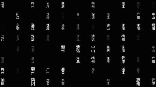 广东省各城市文字动画背景