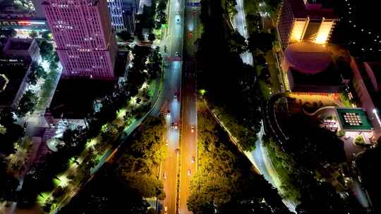 深南新洲立交桥延时、璀璨都市夜间交通