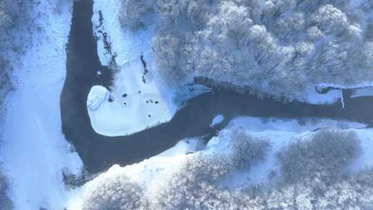 旅游风景区雪原雾凇湿地