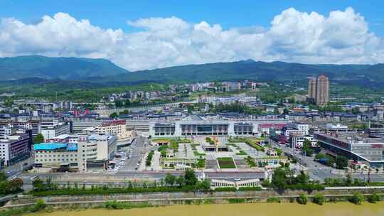 四川北大门川北枢纽广元高铁站风景航拍