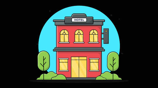 动态酒店建筑动画视频-透明