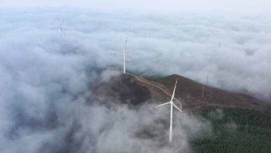 4K 云海风车新能源发电设备航拍