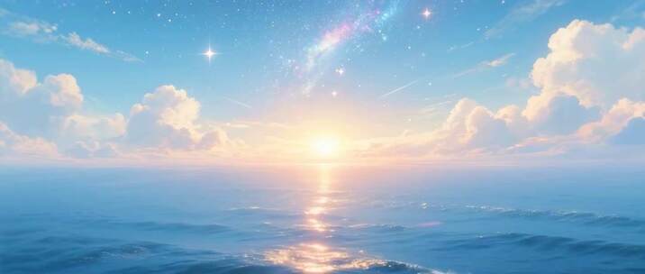 海面星空日出唯美场景