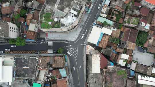 城市老城区街道道路交通航拍