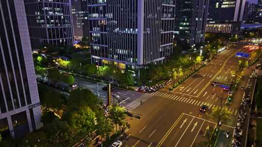 写字楼汉峪金谷夜景航拍