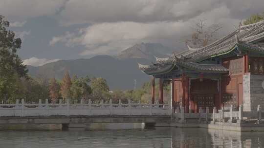 中式建筑山水风景