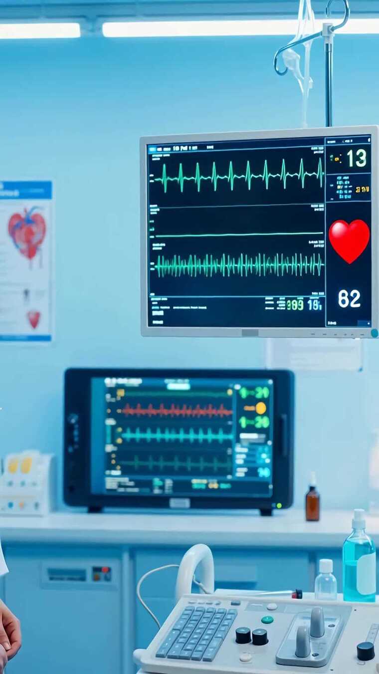 医院医疗设备心电图监测画面