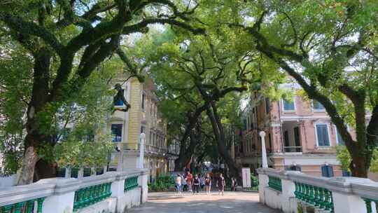 广州老街沙面街景欧式建筑