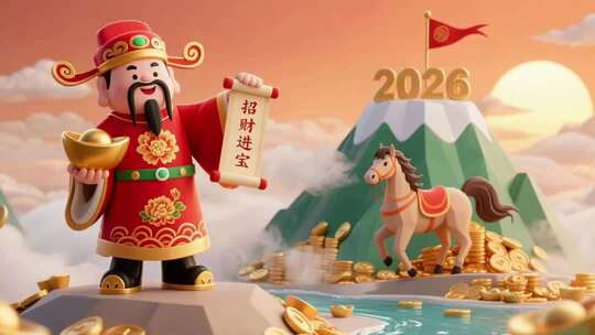 大合集2026新年祝福动画财神爷马年