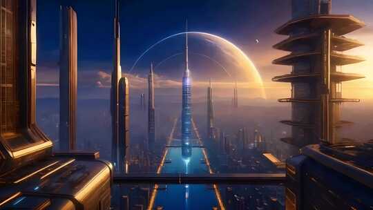 未来主义科幻城市视频素材模板下载