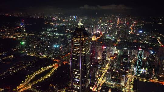 航拍深圳平安大厦城市夜景