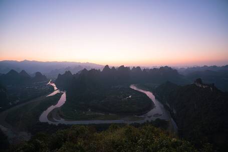 广西桂林大面山日出延时摄影