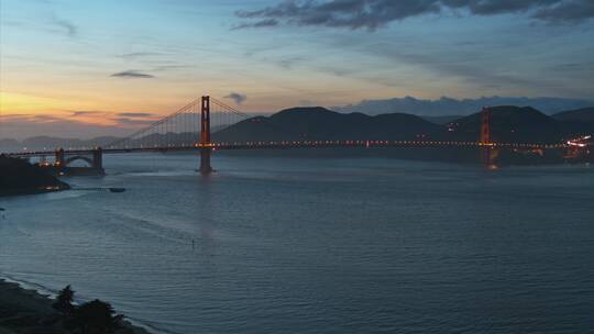 旧金山大桥景色航拍视频素材模板下载