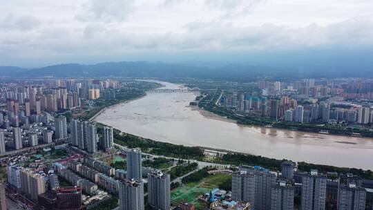 陕西汉中城市空镜航拍